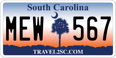 SC license plate MEW567