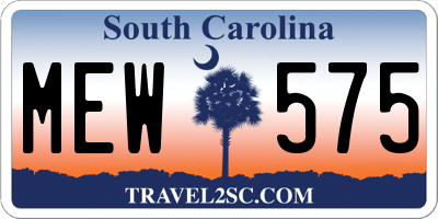 SC license plate MEW575