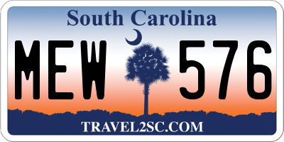 SC license plate MEW576