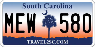 SC license plate MEW580