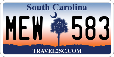 SC license plate MEW583