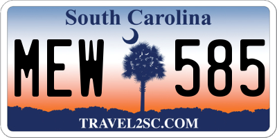 SC license plate MEW585