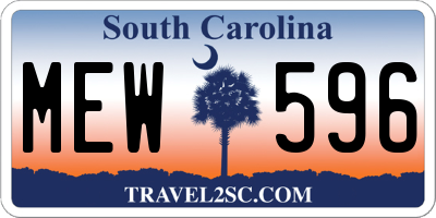 SC license plate MEW596