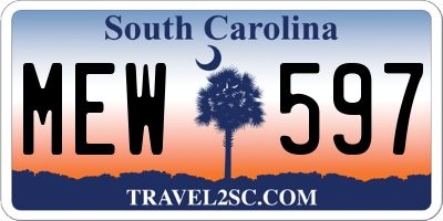 SC license plate MEW597