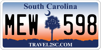 SC license plate MEW598