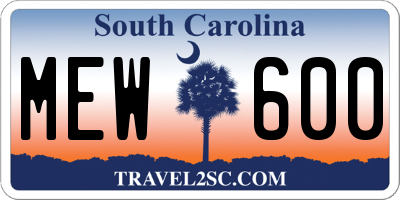 SC license plate MEW600