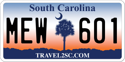 SC license plate MEW601