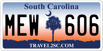 SC license plate MEW606