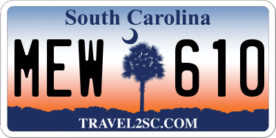SC license plate MEW610