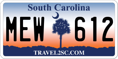SC license plate MEW612