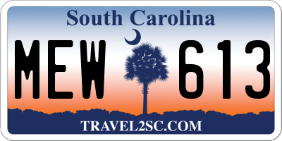 SC license plate MEW613