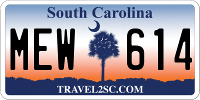 SC license plate MEW614