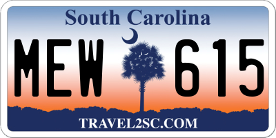 SC license plate MEW615