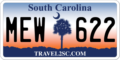 SC license plate MEW622