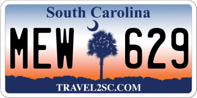 SC license plate MEW629