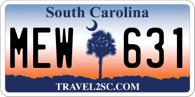 SC license plate MEW631