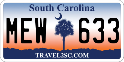 SC license plate MEW633
