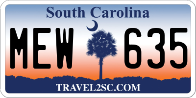 SC license plate MEW635