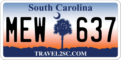SC license plate MEW637