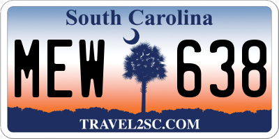 SC license plate MEW638