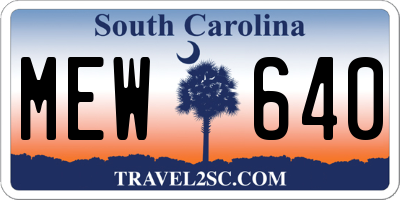 SC license plate MEW640