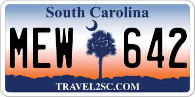 SC license plate MEW642