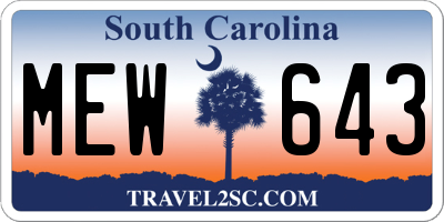 SC license plate MEW643