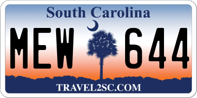 SC license plate MEW644