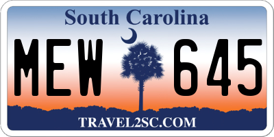 SC license plate MEW645