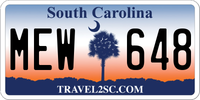 SC license plate MEW648