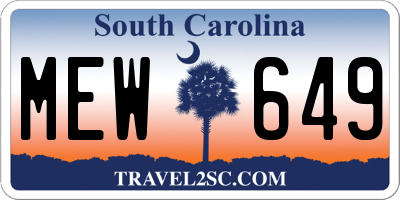 SC license plate MEW649