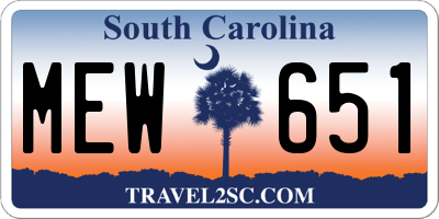 SC license plate MEW651