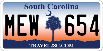 SC license plate MEW654
