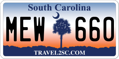 SC license plate MEW660