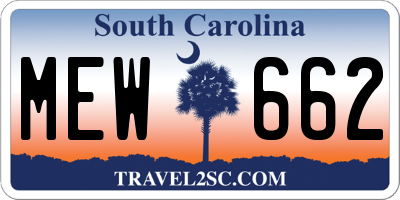 SC license plate MEW662