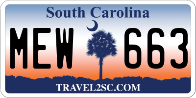 SC license plate MEW663