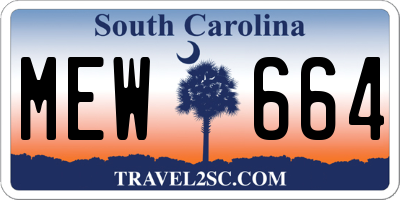 SC license plate MEW664