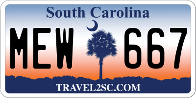 SC license plate MEW667