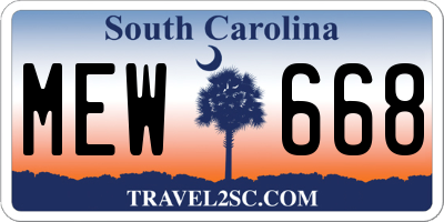 SC license plate MEW668