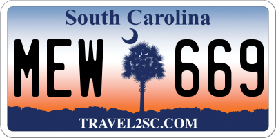 SC license plate MEW669