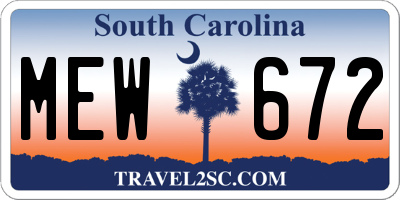 SC license plate MEW672