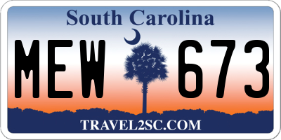 SC license plate MEW673