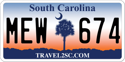 SC license plate MEW674