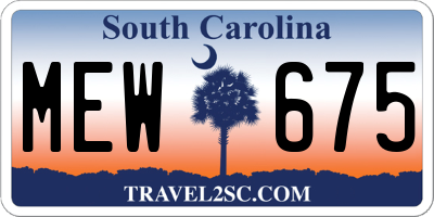 SC license plate MEW675