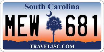 SC license plate MEW681