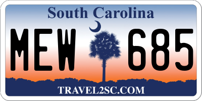 SC license plate MEW685