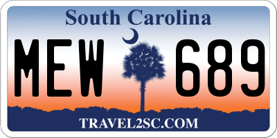 SC license plate MEW689