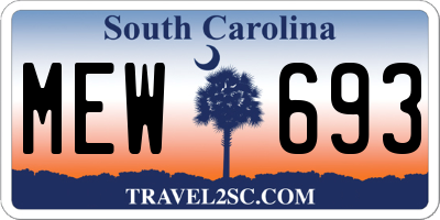 SC license plate MEW693