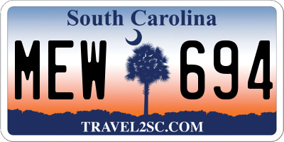 SC license plate MEW694