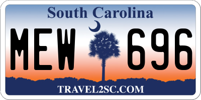 SC license plate MEW696